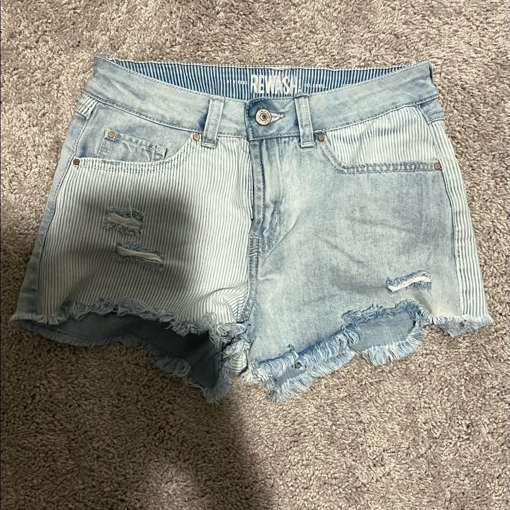 Denim Striped Jean Shorts